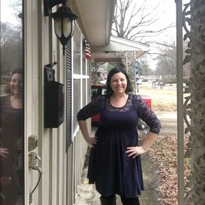 Slimming Torrid Plus Size Navy Lace Dress Sz 1